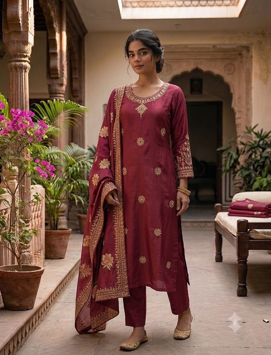 Brown Kurti Set view 2