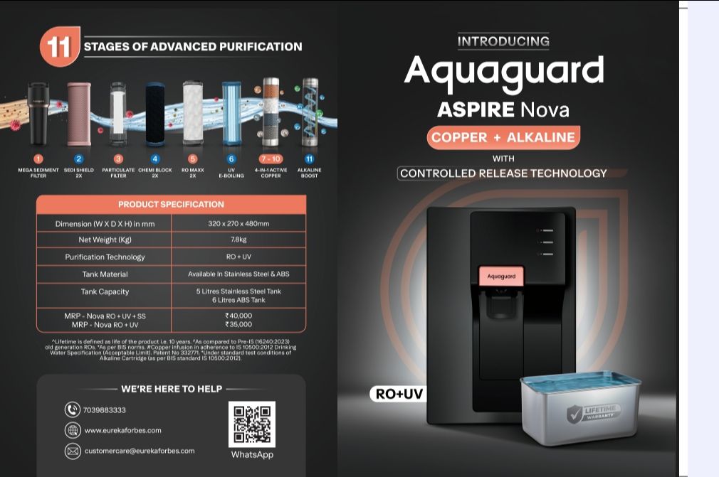 Aquaguard Aspire Nova Ro + UV Copper + Alkaline SS 2x view 7