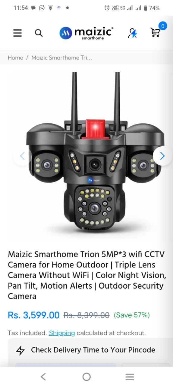 Maizic Smarthome Trion 5MP Triple Lens CCTV Camera view 2