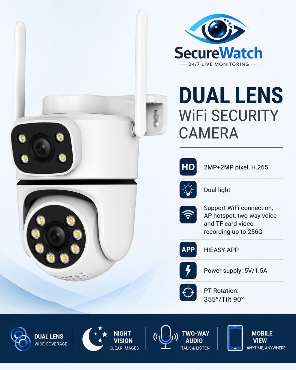Dual Lens WiFi Security Camera view 2