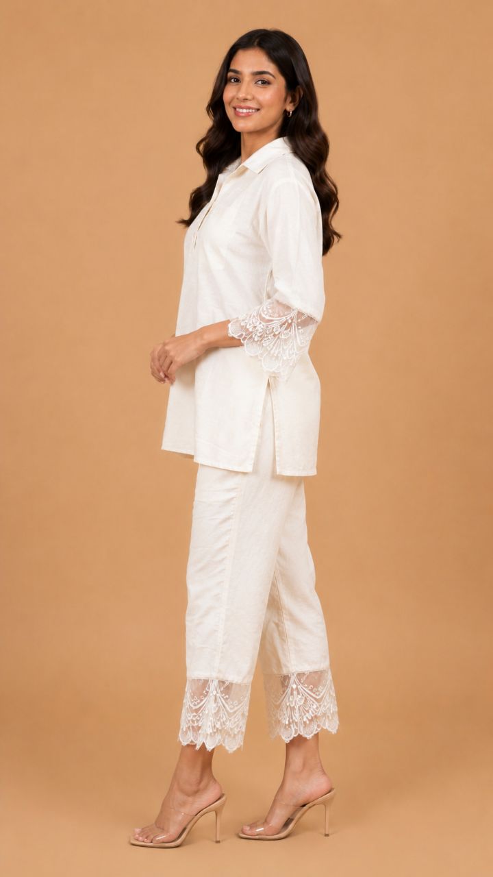 Lace Detailed Kurta Set view 2