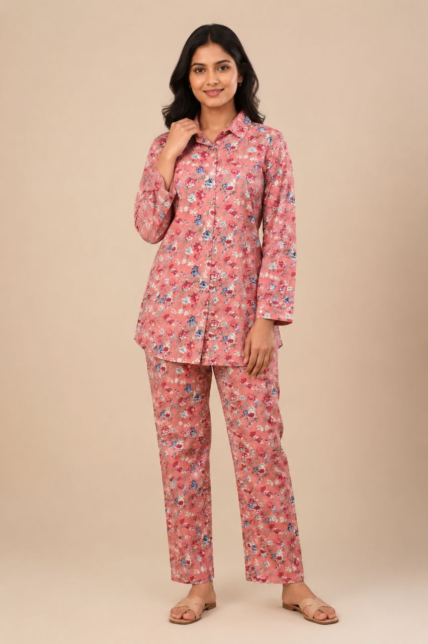 Patterned Floral Kurta Set