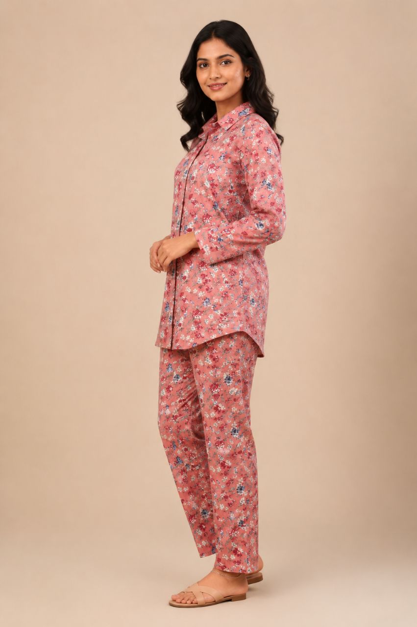 Patterned Floral Kurta Set view 2