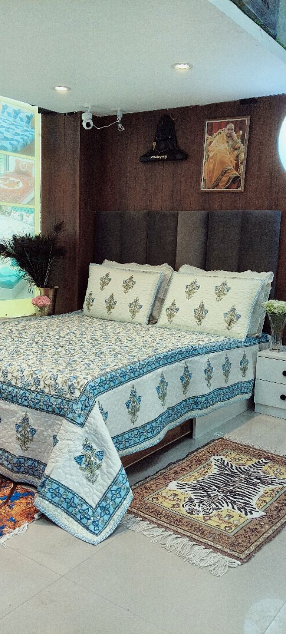 Blue Floral Bed Cover view 2