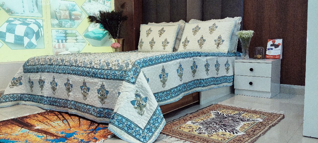 Blue Floral Bed Cover view 3