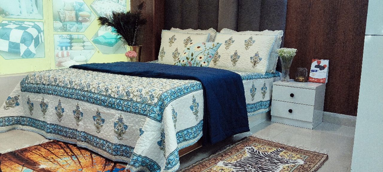Blue Floral Bed Cover view 4