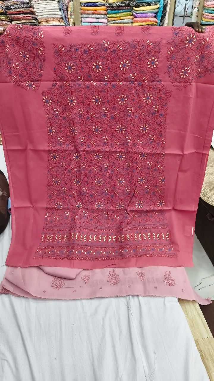 Pink Chikan Embroidered Dupatta view 2