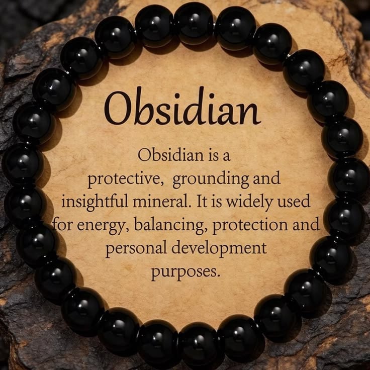 Black Obsidian Crystal Bracelet view 2