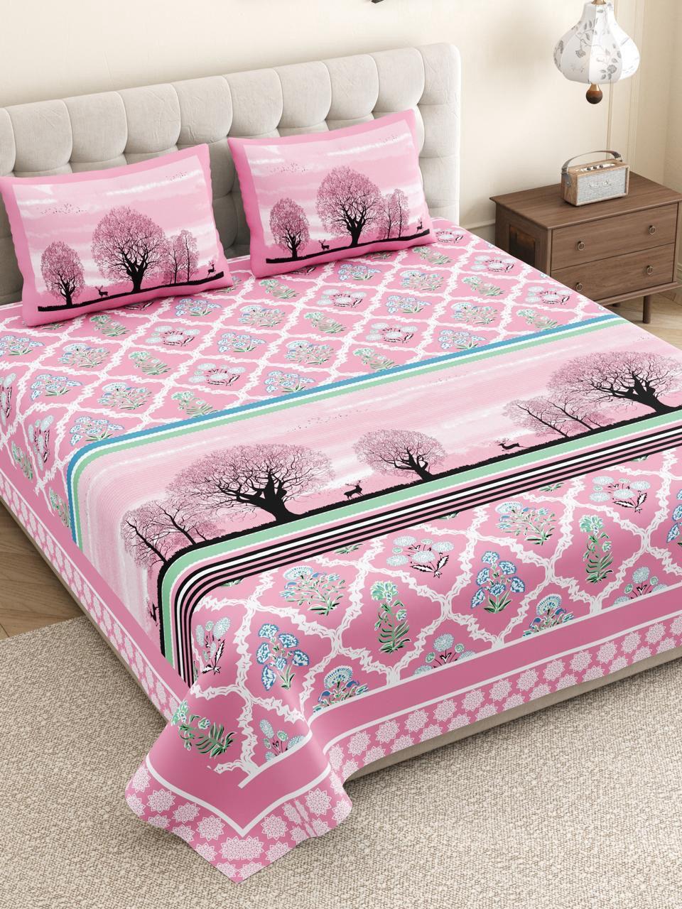Jaipuri Pink Bed Linen Set