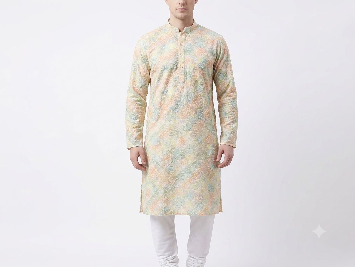 All Over Chikan Printed Kurta Crystal view 4