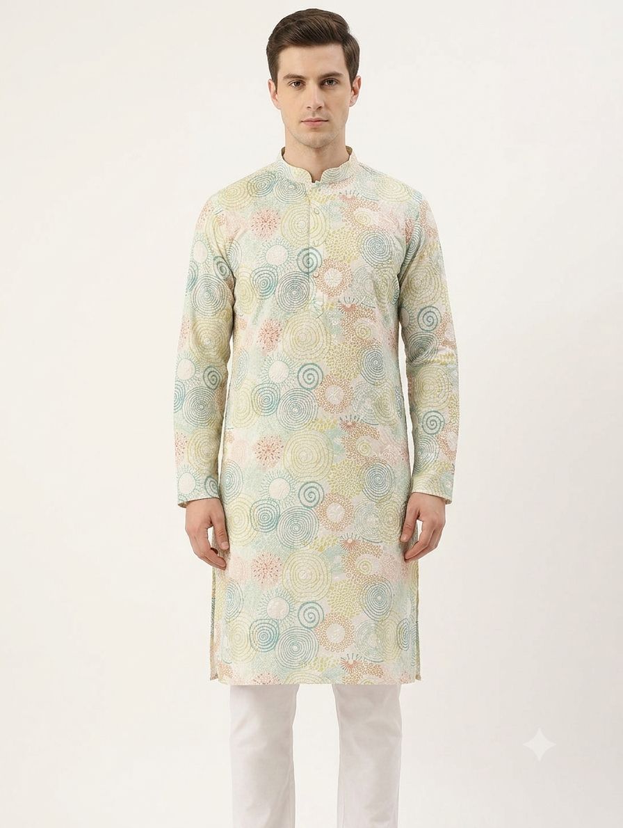 All Over Chikan Printed Kurta Crystal view 3