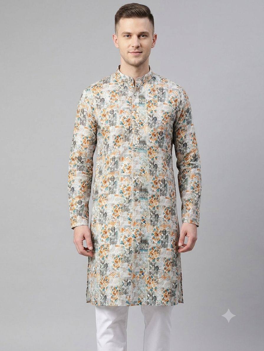 Cotton Printed Kurta Fana view 4