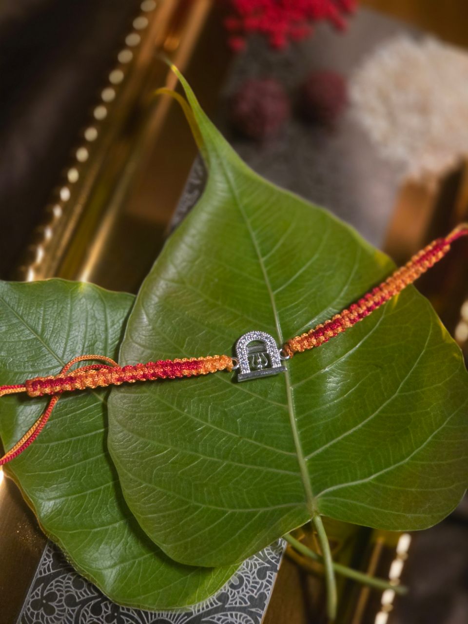 Traditional Rakhi with Silver Charm