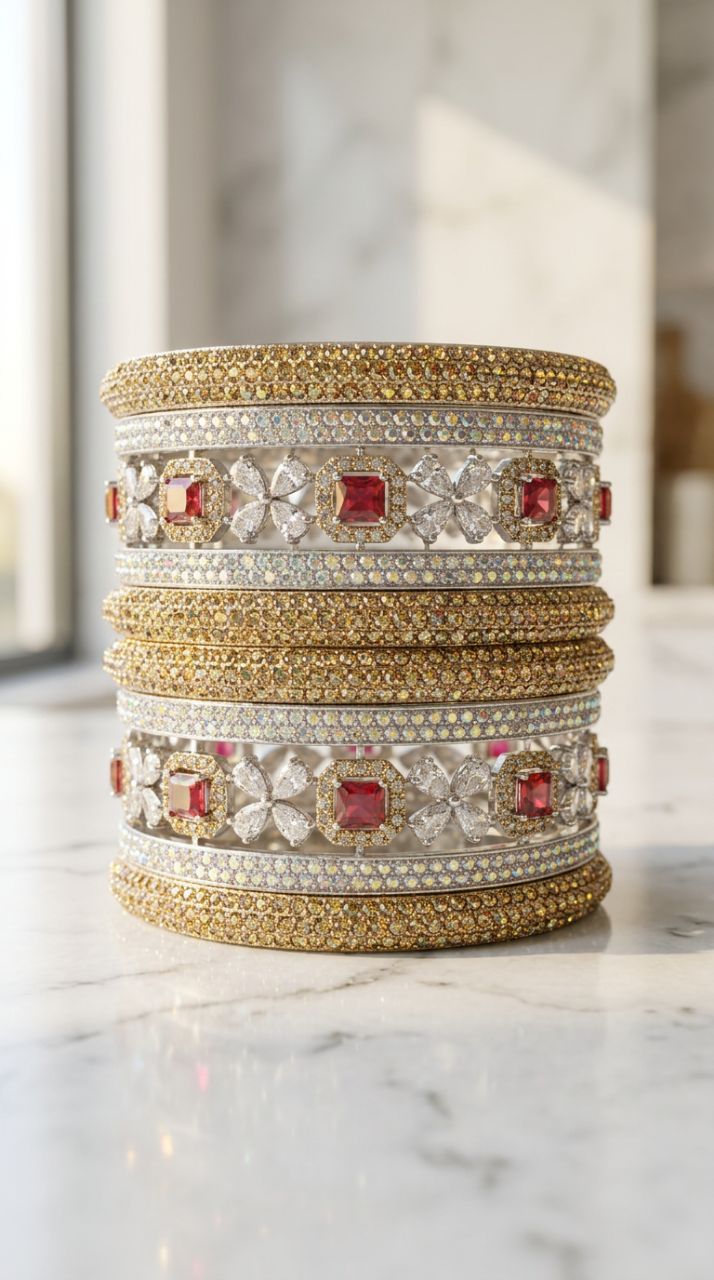 Traditional Red Bangles Set view 3