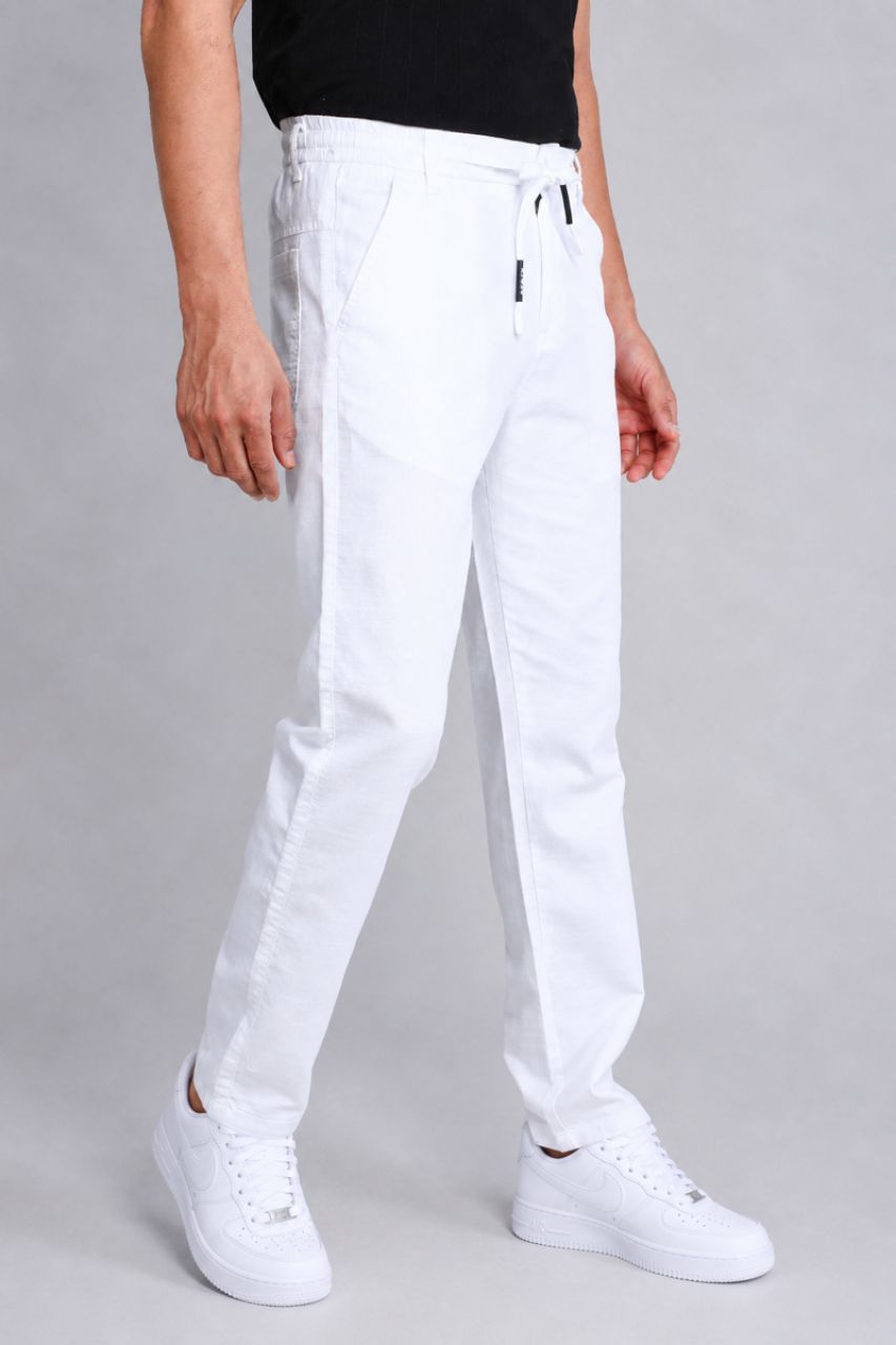 White Joggers Pants view 3