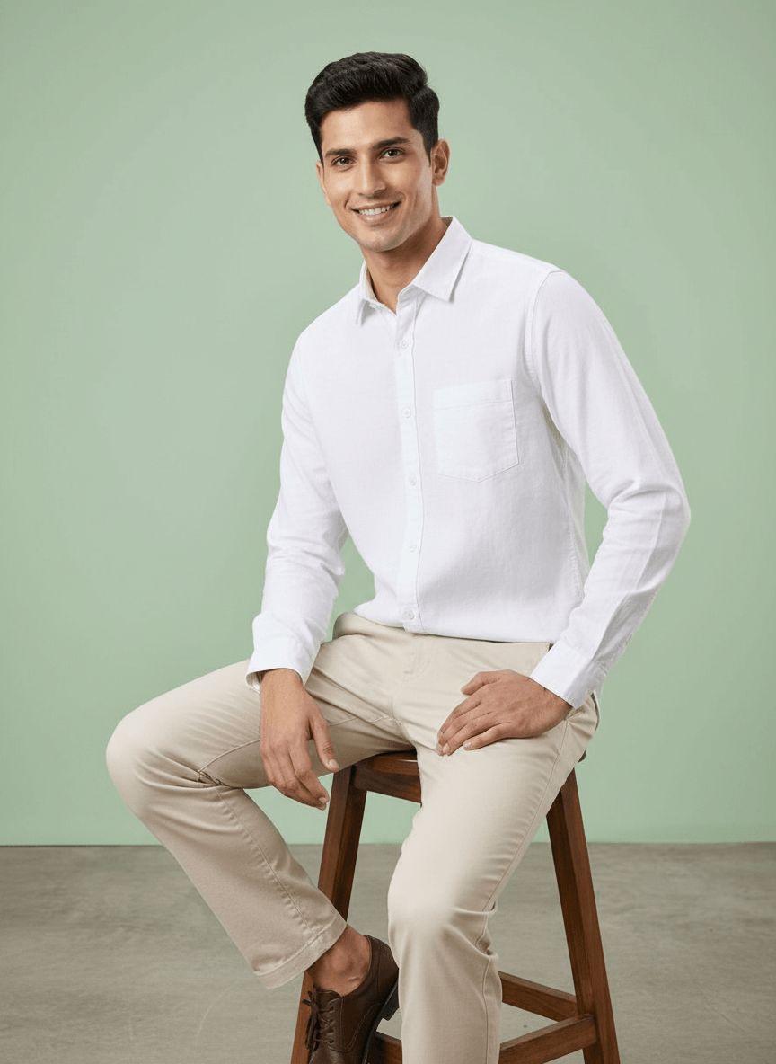 White Mens Casual Shirt view 2