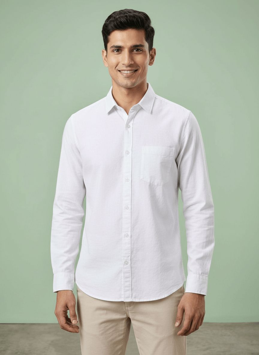 White Mens Casual Shirt view 8