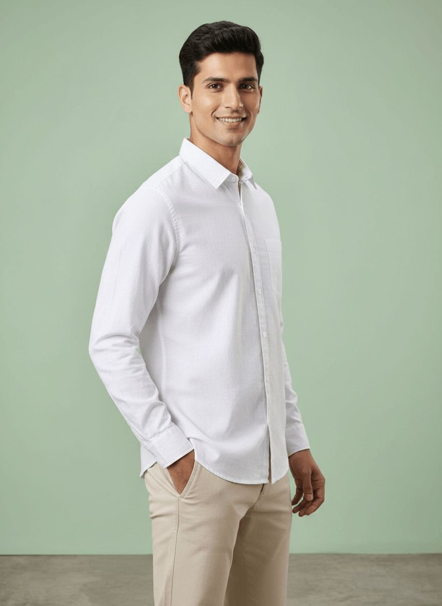 White Mens Casual Shirt view 6
