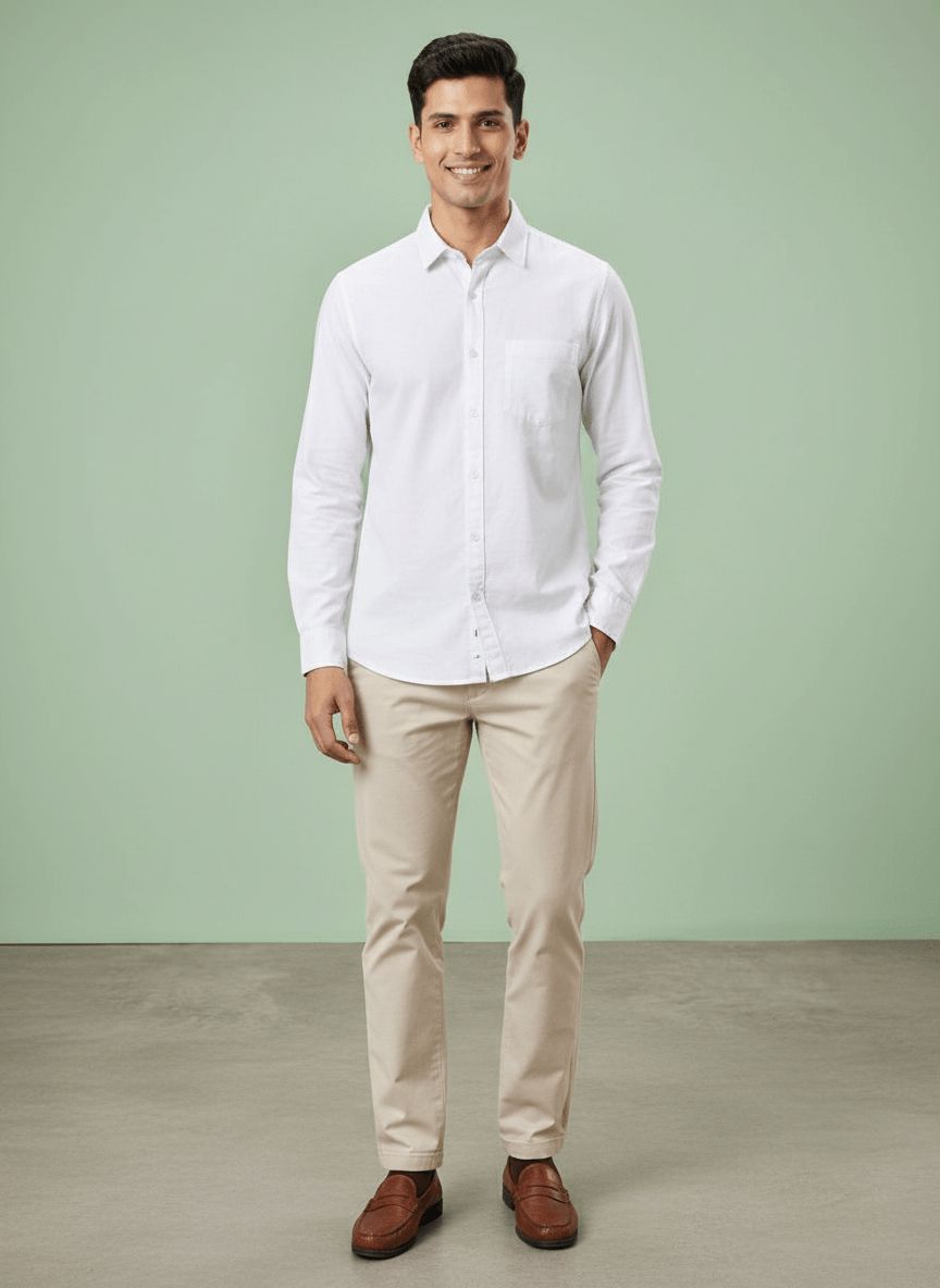 White Mens Casual Shirt view 3