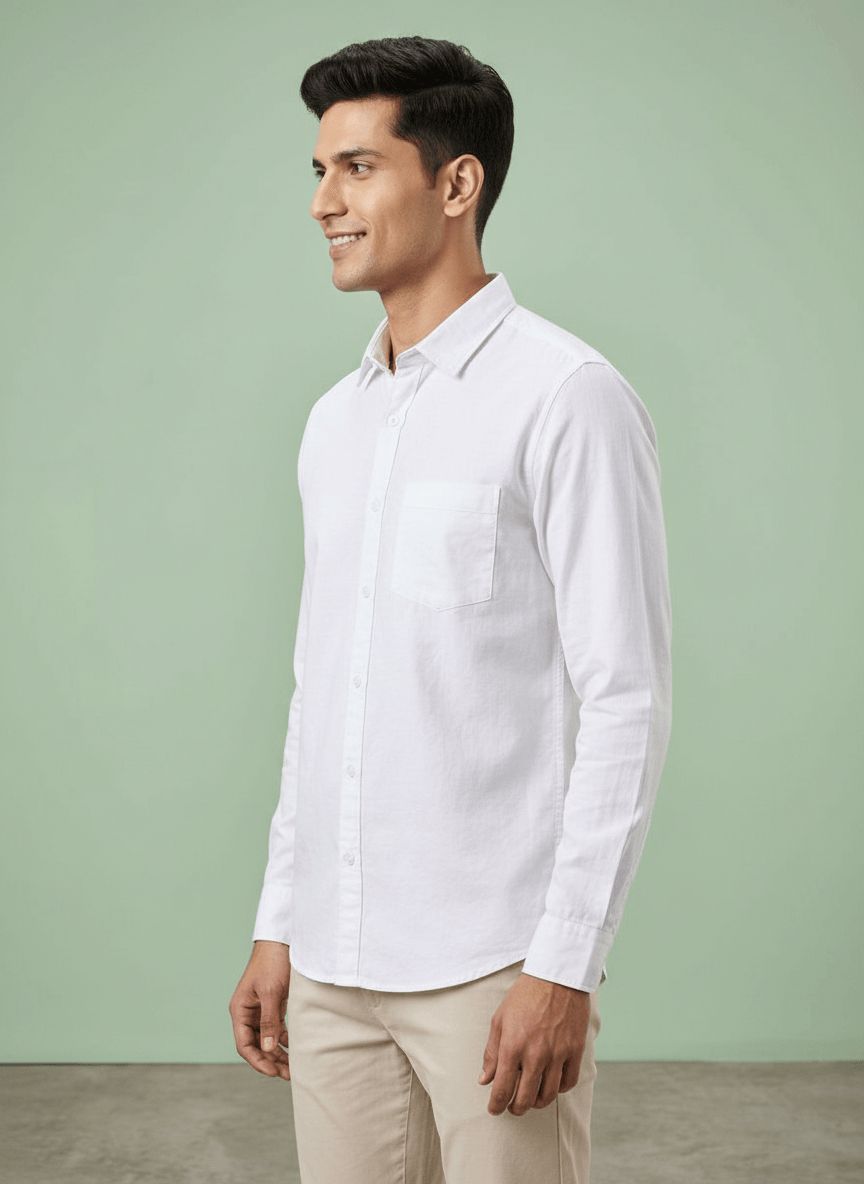 White Mens Casual Shirt view 7