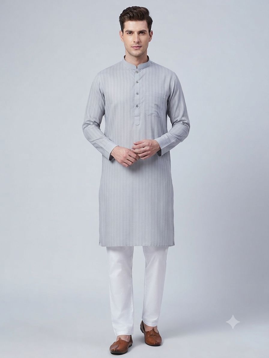 Pure Cotton Stripe Kurta Prem view 4