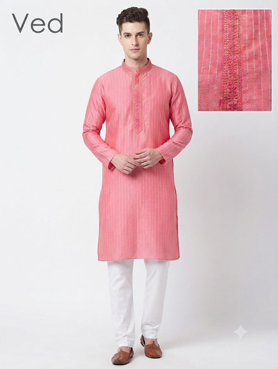 Silk Kurta Ved view 4
