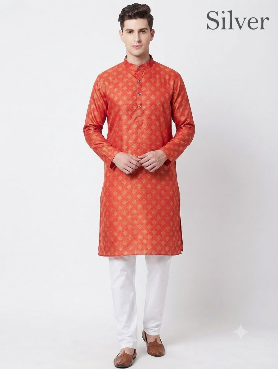 Silk Kurta Silver view 2