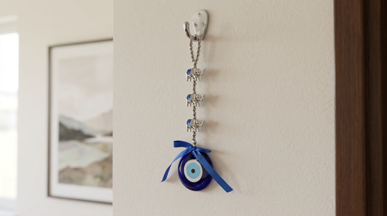 Evil Eye Charm with Elephants 3/11" view 2