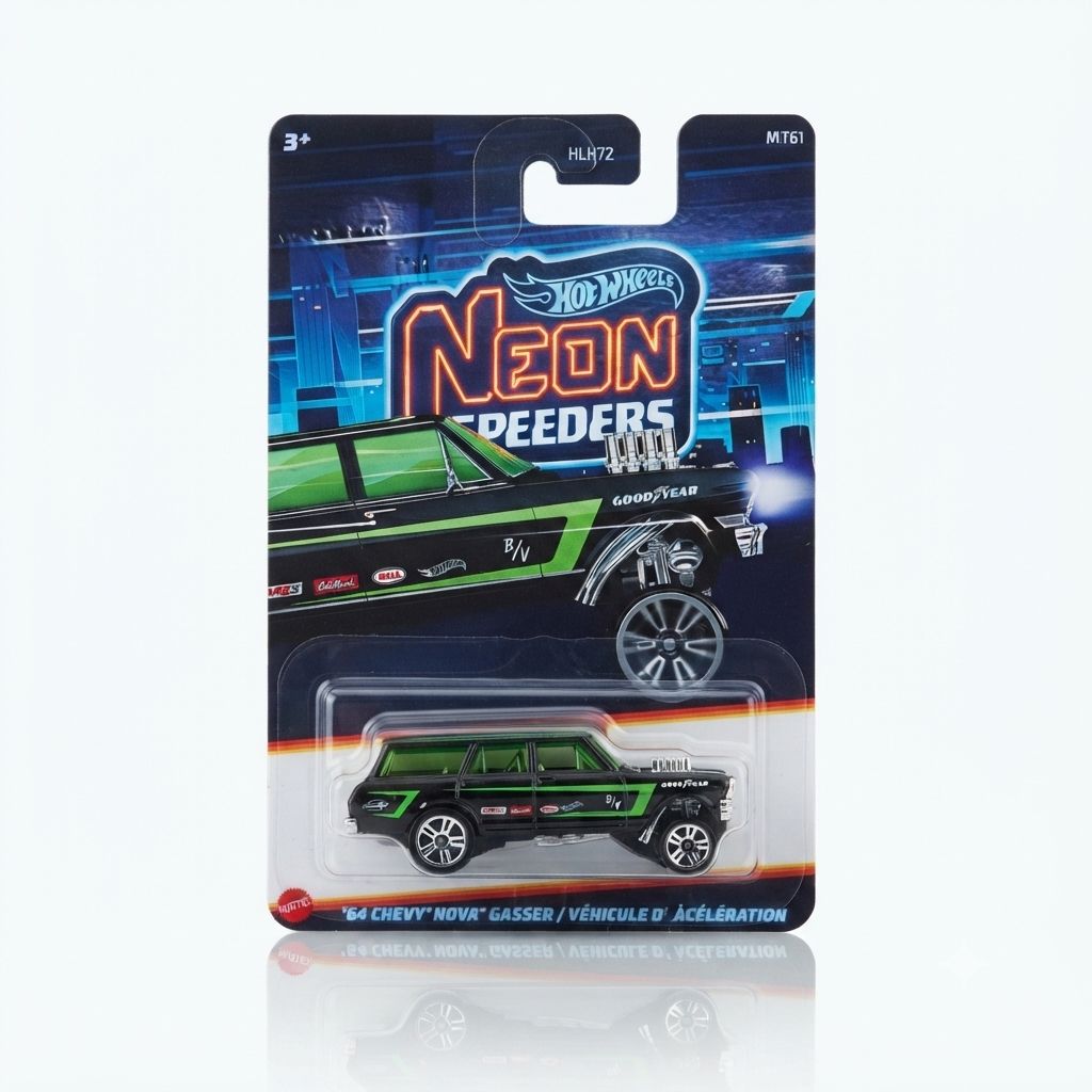 Pack Of 7 Neon Speeders Hot Wheel Car view 3
