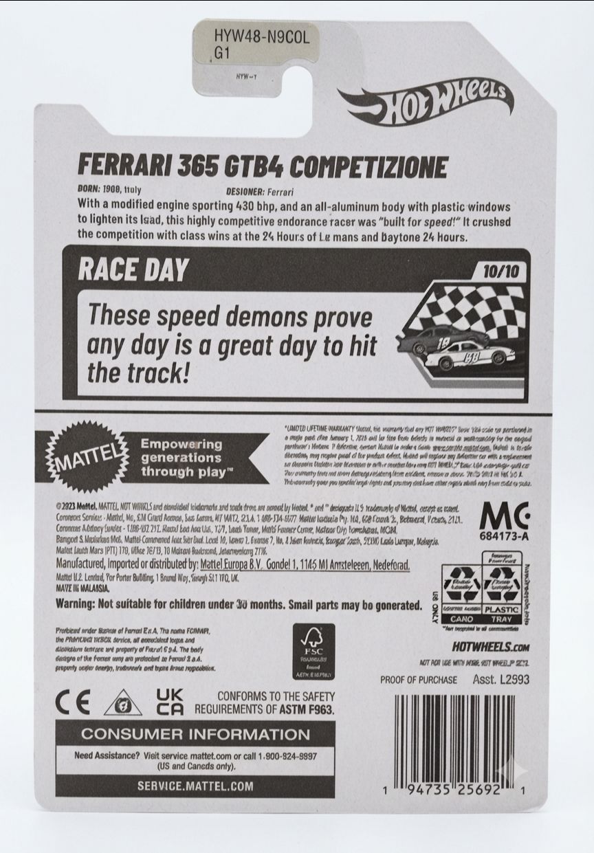 Hot Wheels Ferrari 365 GTB4 Competizione – 2025 Mainline (U.S. Card Edition) view 2