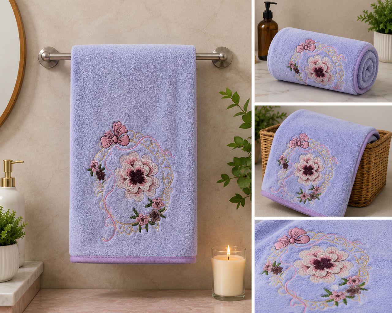 Luxury Embroidered Bath Towel view 4