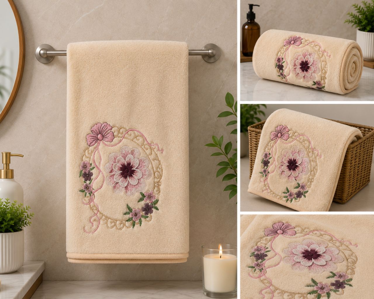 Luxury Embroidered Bath Towel view 2
