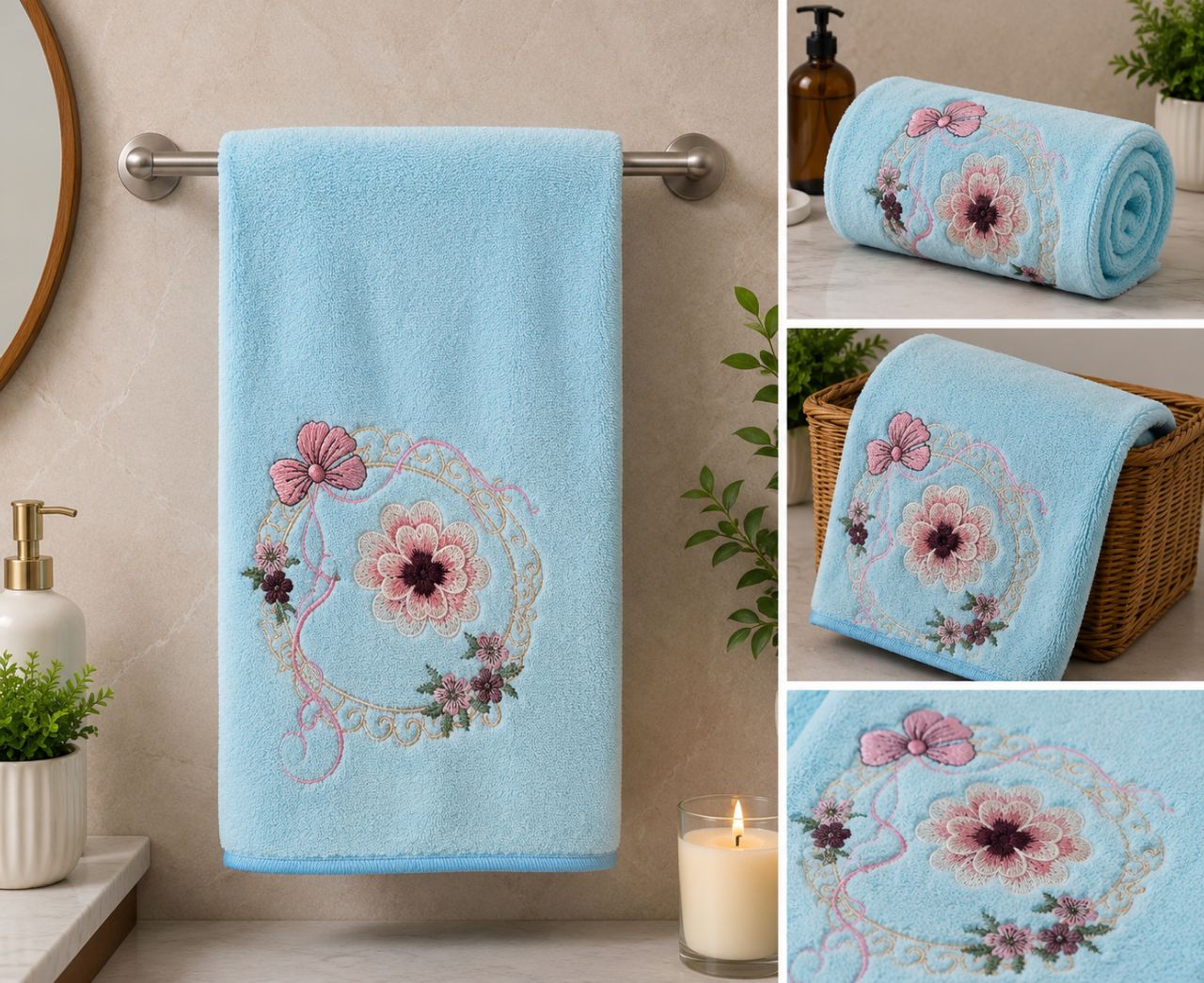 Luxury Embroidered Bath Towel view 3