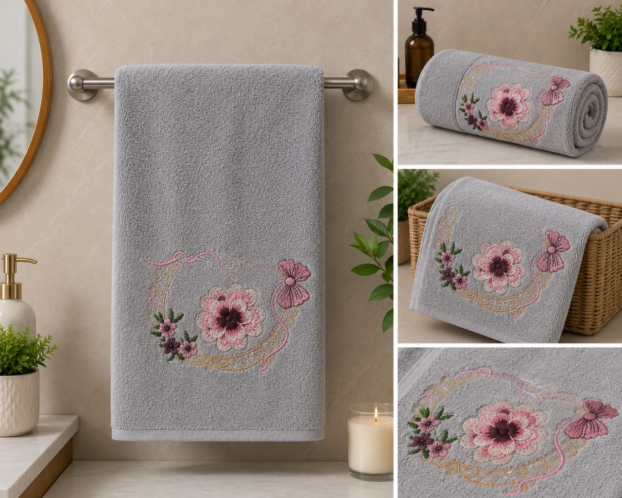 Luxury Embroidered Bath Towel view 5