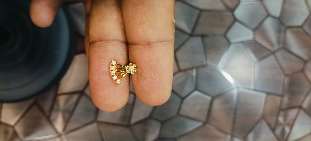 Gold Earrings with Stones view 2