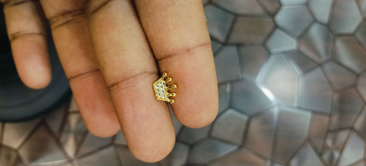 Gold Crown Earring view 2