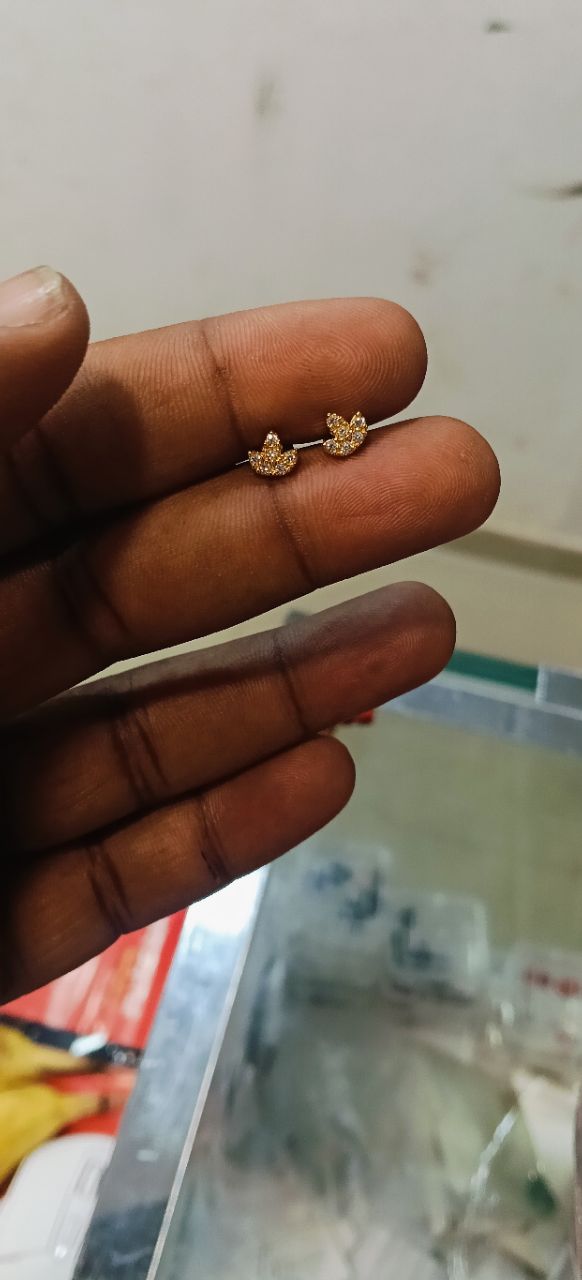 Gold Plated Floral Stud Earrings view 2