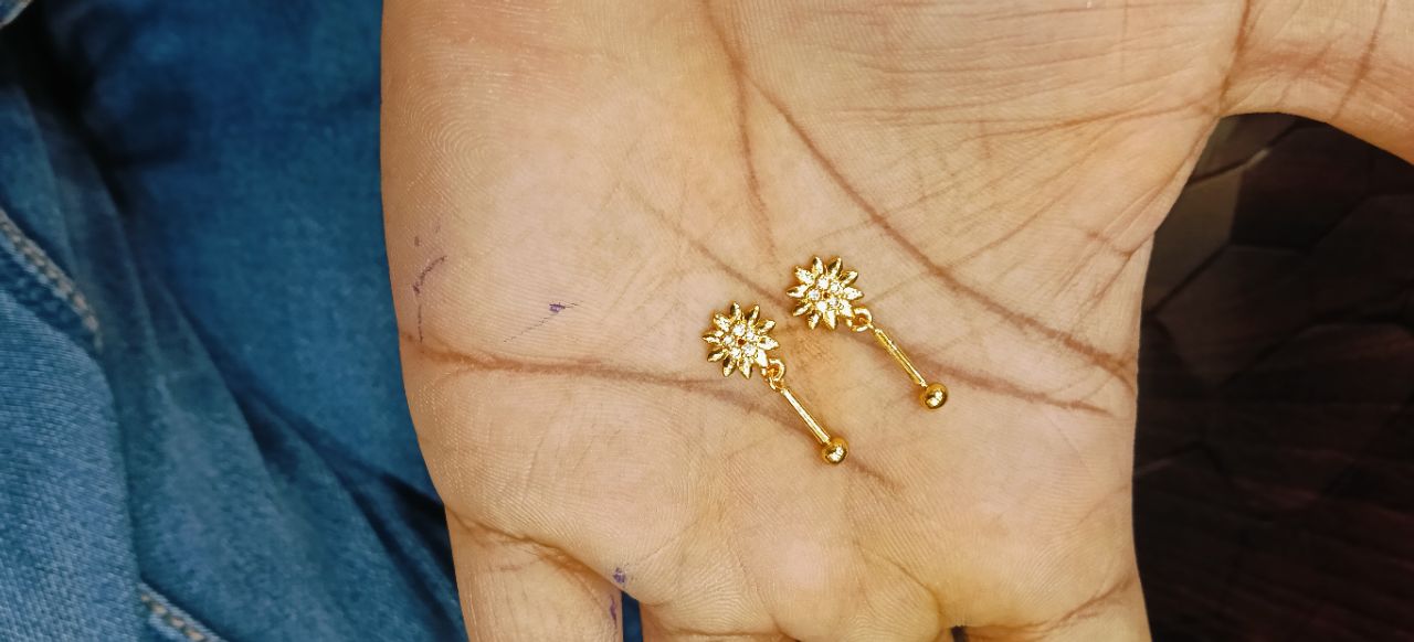 Gold Star Stud Earrings view 2