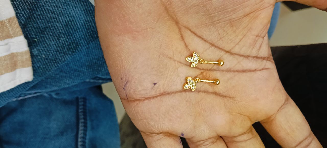 Gold Floral Earrings view 2