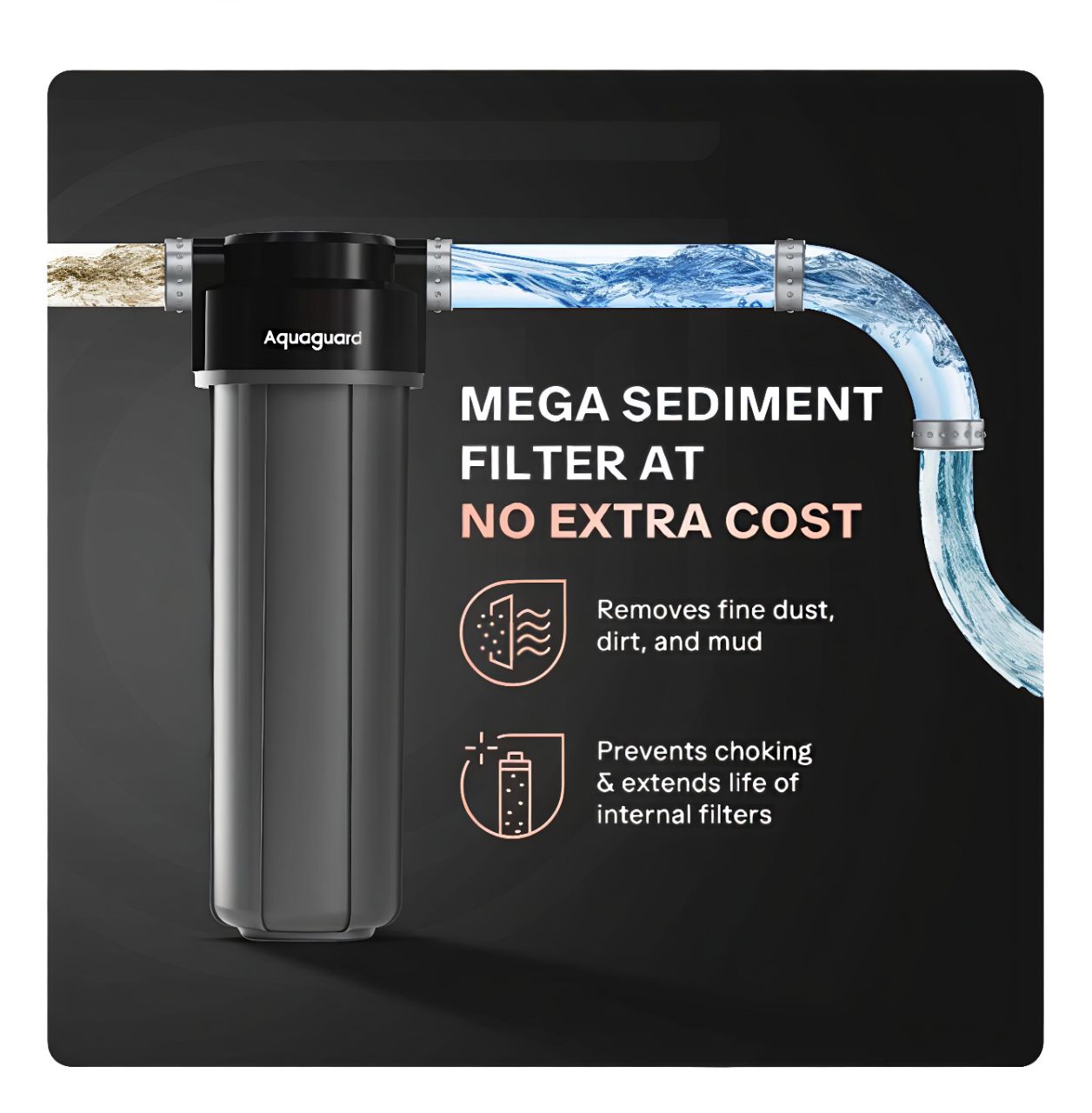 Aquaguard Aspire Designo 2X UTC UV + UF Water Purifier | 2 Year Filter Life | With Mega Sediment Filter view 8