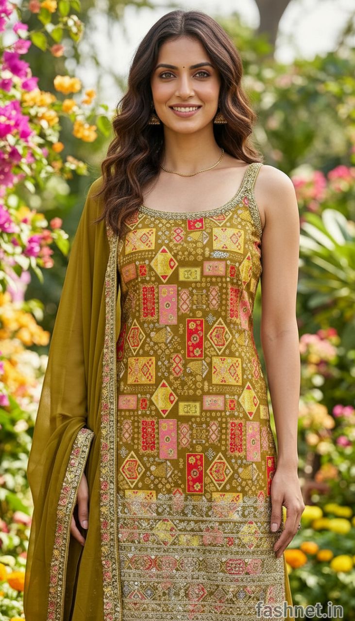 Ethnic Printed Salwar Suit Set view 5