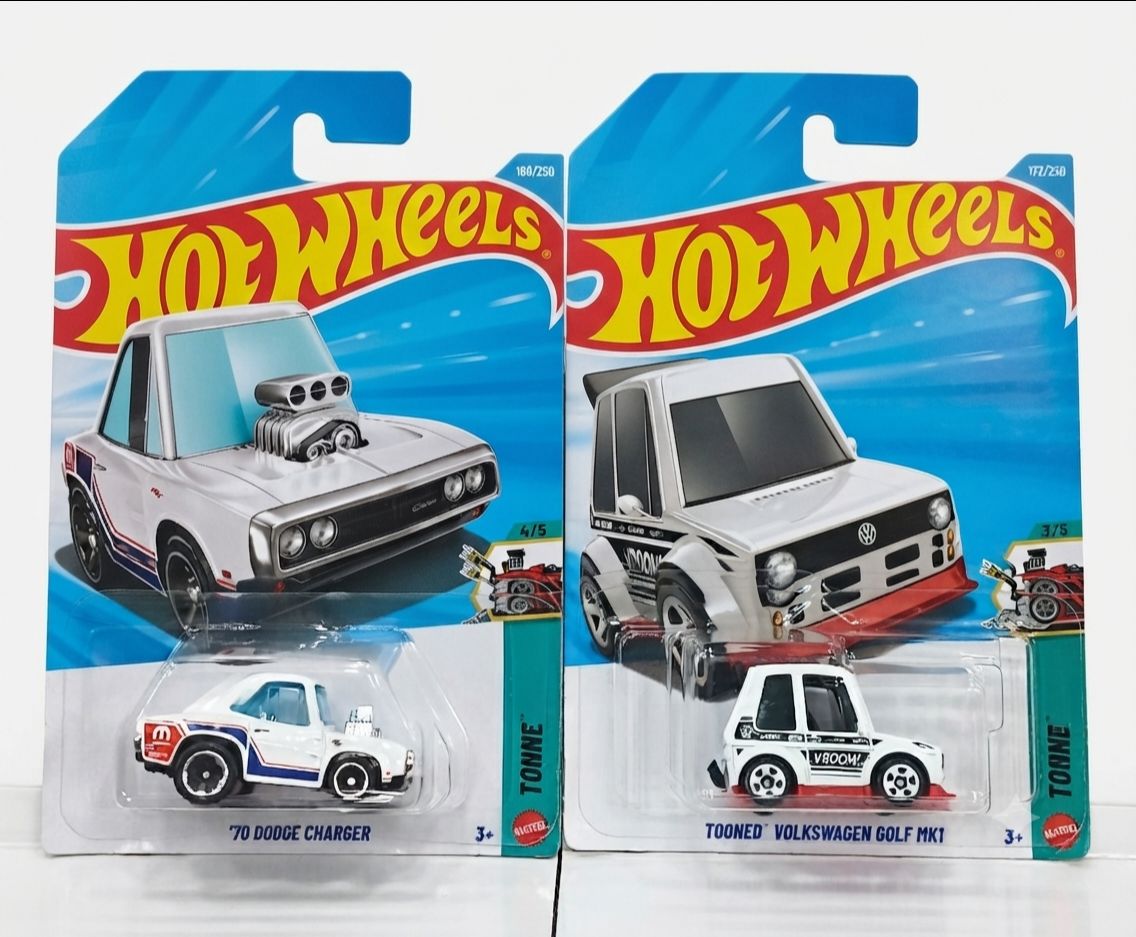 Hot Wheels 2-Car Combo Pack – '70 Dodge Charger & Tooned Volkswagen Golf MK1 | 1:64 Scale