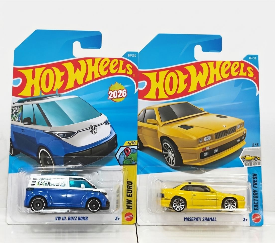 Hot Wheels 2-Car Combo Pack – VW ID. Buzz Bomb & Maserati Shamal | 1:64 Scale