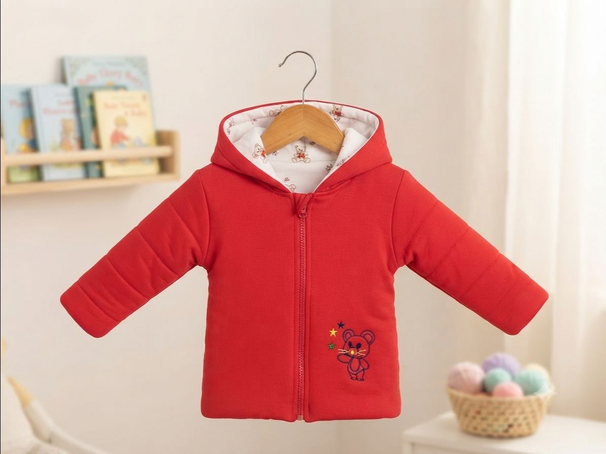 Reversible Baby Hooded Jacket Red