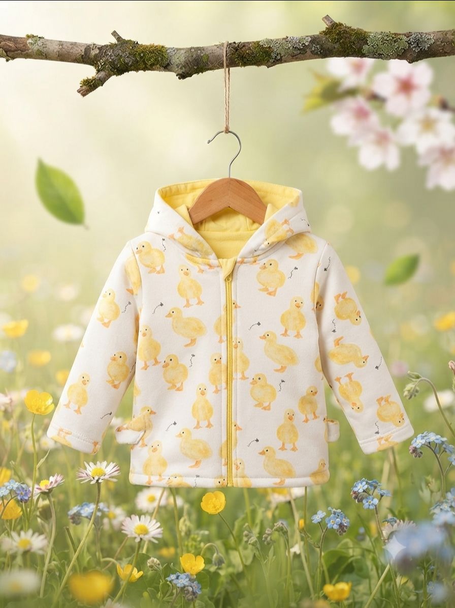 Reversible Baby Hooded Jacket Yellow view 2
