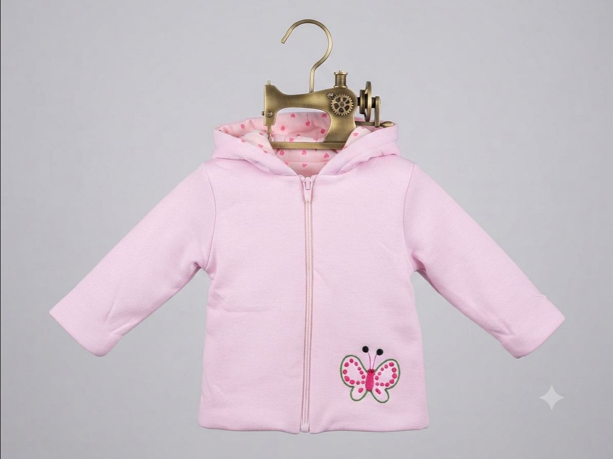 Reversible Baby Hooded Jacket Baby Pink 🩷 view 2