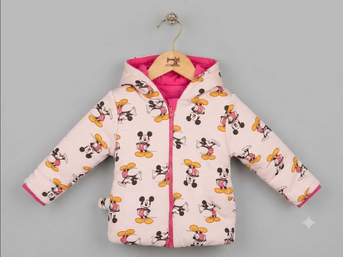 Reversible Baby Hooded Jacket Dark Pink 🩷 view 2