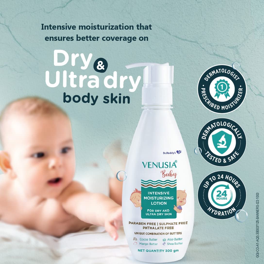 Dr. Reddy's Venusia Baby Intensive Moisturizing Lotion, provides soft and smooth skin, 300 GM view 9