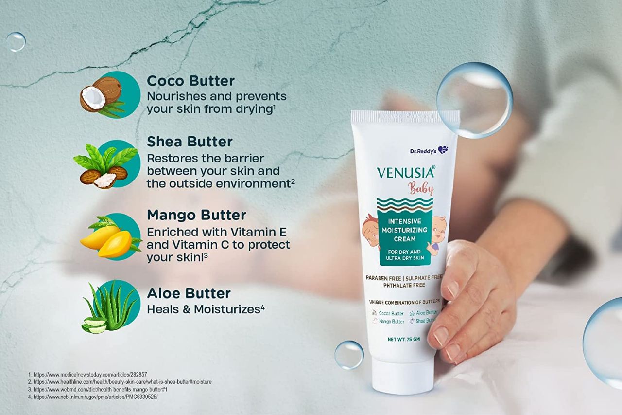 Dr. Reddy's Venusia Baby Intensive Moisturizing Cream, provides soft and smooth skin, 75 GM view 2