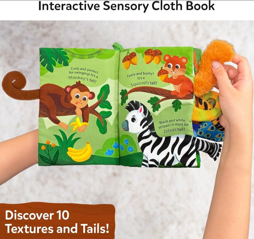 Skillmatics Sensory Cloth Book – 10 Animal Tails, Interactive Baby Book
Baby Book with Crinkle Pages, Early Learning & Sensory Play, Educational Toy & Gift for Babies 6–24 Months view 3